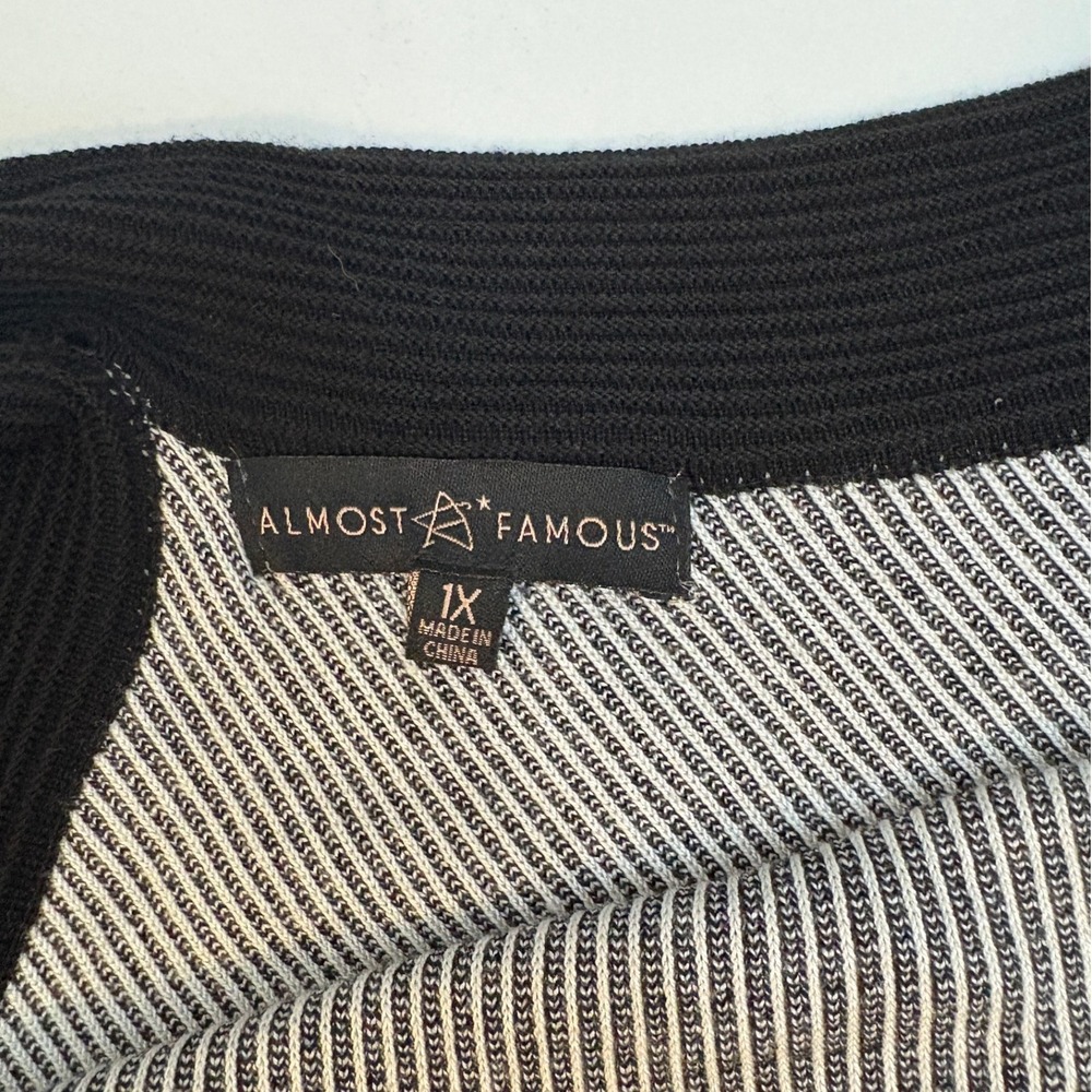 Almost Famous Knit Sweater Dress 1X Striped Midi Women's - Picture 7 of 9